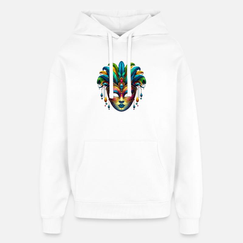 Masque du Carnaval de Venise - Sweat à capuche unisexe Stanley/Stella Oversized - blanc
