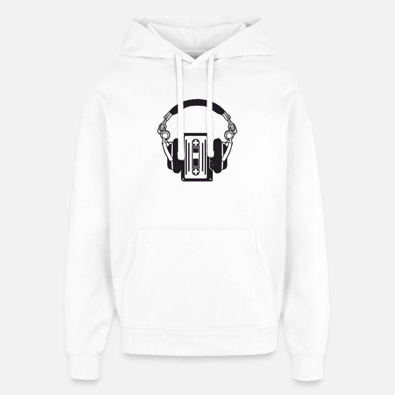 Retro-Kopfhörer mit Boho-Kassetten - Oversized Unisex Hoodie von Stanley/Stella - Weiß