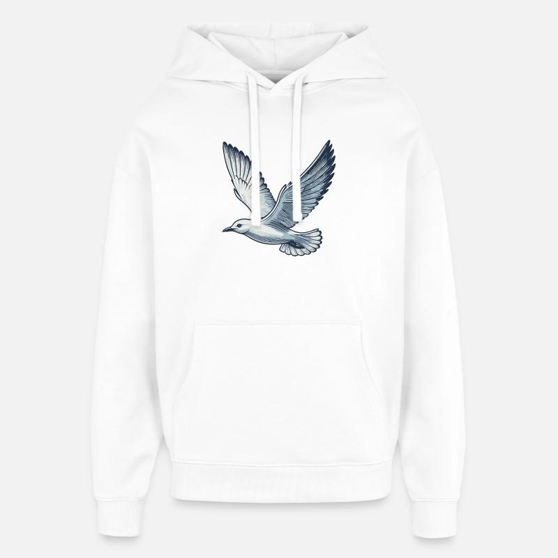 Mouette - Sweat à capuche unisexe Stanley/Stella Oversized - blanc