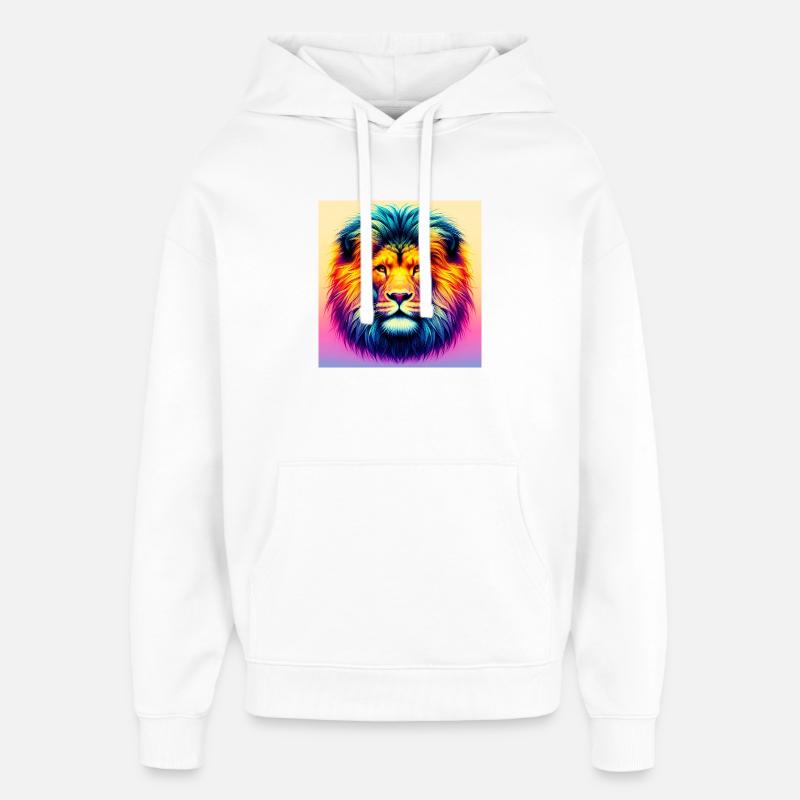 lion - Sweat à capuche unisexe Stanley/Stella Oversized - blanc