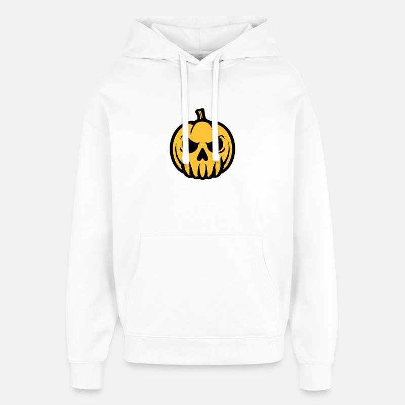 Citrouille Crâne Jaune Noir - Sweat à capuche unisexe Stanley/Stella Oversized - blanc