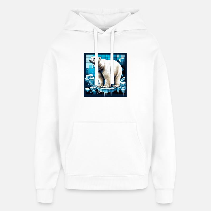 ours blanc - Sweat à capuche unisexe Stanley/Stella Oversized - blanc