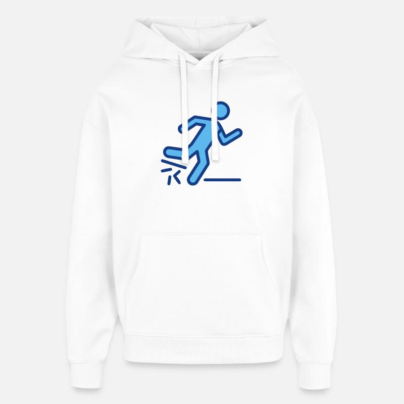 Silhouette dynamique bleue de coureur - Sweat à capuche unisexe Stanley/Stella Oversized - blanc
