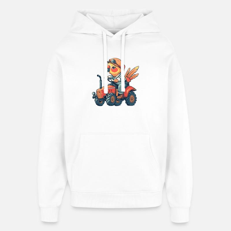 Éleveur de tracteurs perroquets - Sweat à capuche unisexe Stanley/Stella Oversized - blanc