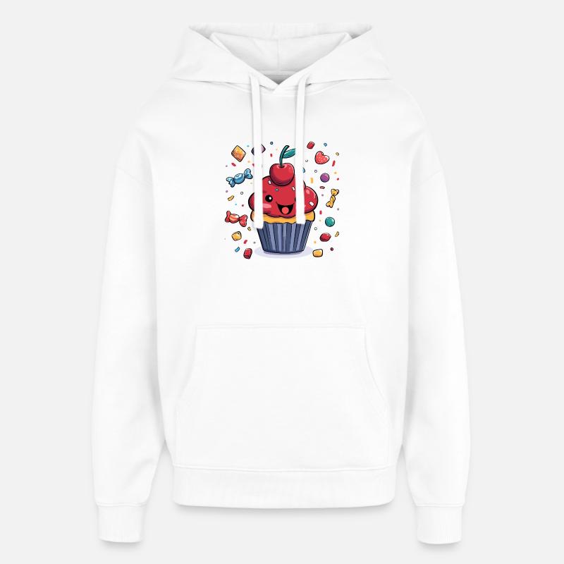 Cupcake kawaï avec confettis - Sweat à capuche unisexe Stanley/Stella Oversized - blanc