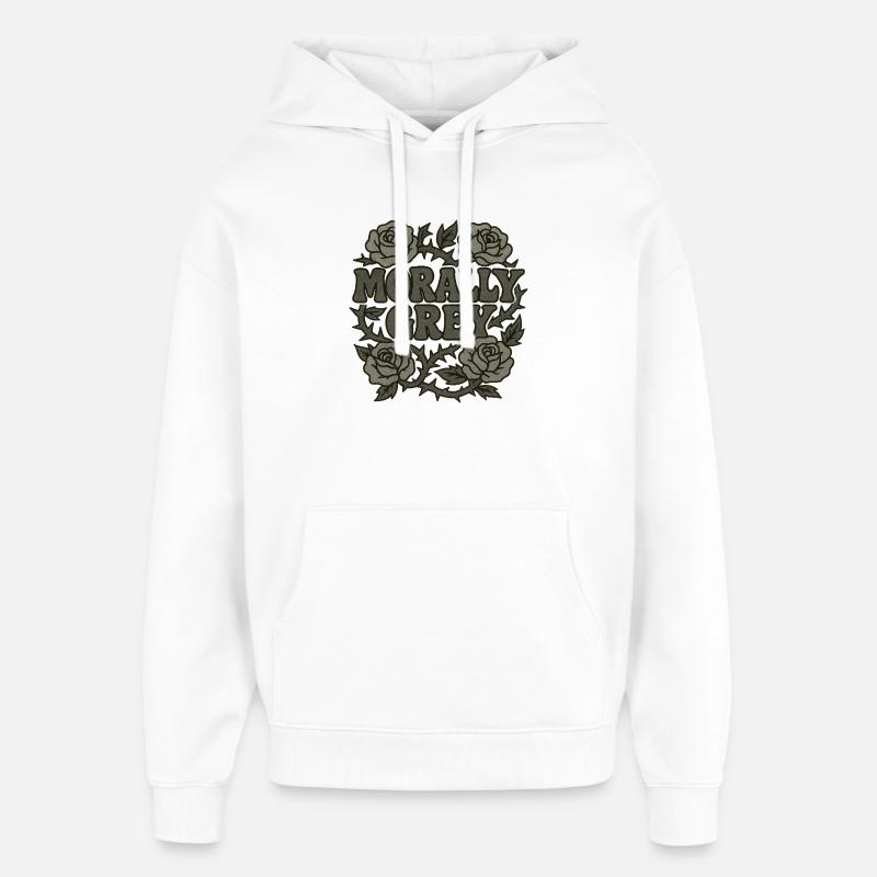 Grunge des Roses Grises Morales - Sweat à capuche unisexe Stanley/Stella Oversized - blanc