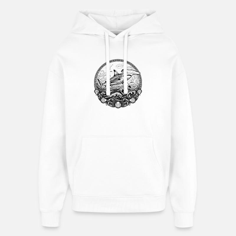 requin-marteau - Sweat à capuche unisexe Stanley/Stella Oversized - blanc