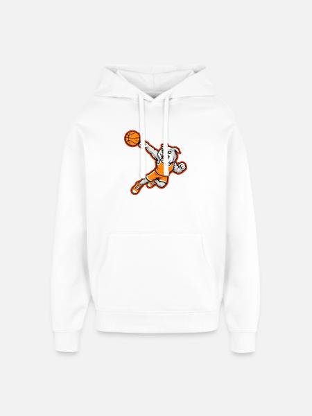 Bulldog Basketball Dunk Mascot - Oversized Unisex Hoodie by Stanley/Stella - white