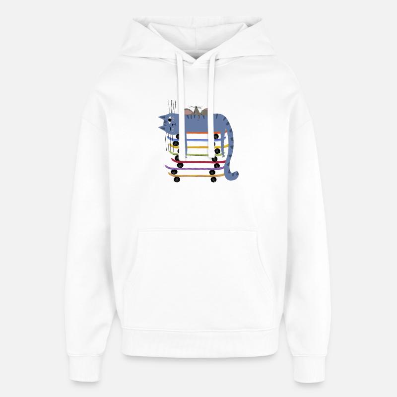 Blue Cat sur des skateboards - Sweat à capuche unisexe Stanley/Stella Oversized - blanc