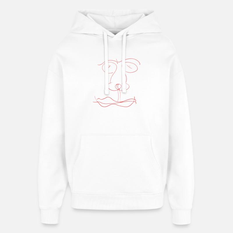 Ligne de face rouge abstraite - Sweat à capuche unisexe Stanley/Stella Oversized - blanc