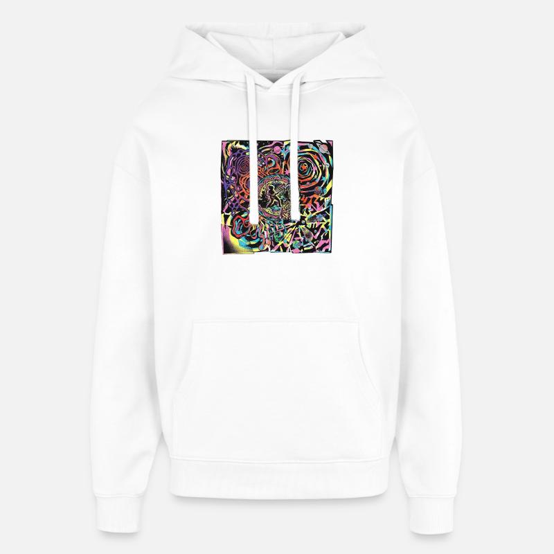 Psychedelic Rock Party Moon - Sweat à capuche unisexe Stanley/Stella Oversized - blanc