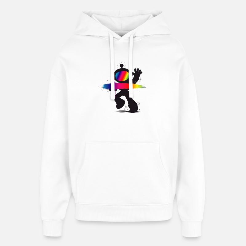 Robot Silhouette Rainbow Splash Design - Sweat à capuche unisexe Stanley/Stella Oversized - blanc