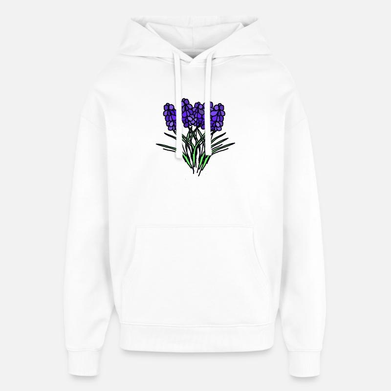 Fleurs de bouquet de lavande violette - Sweat à capuche unisexe Stanley/Stella Oversized - blanc