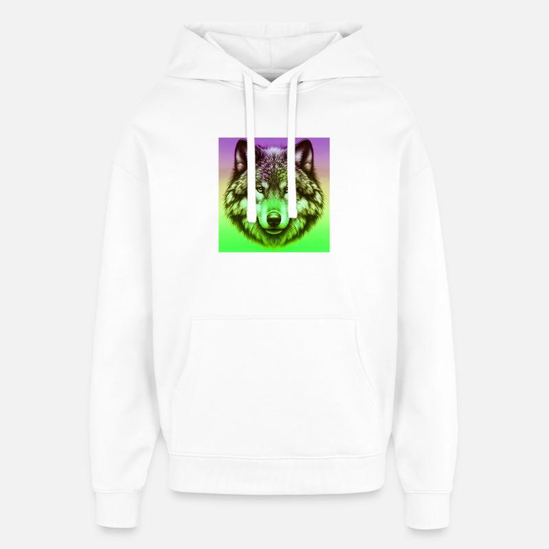 Wolf - Oversized Unisex Hoodie von Stanley/Stella - Weiß