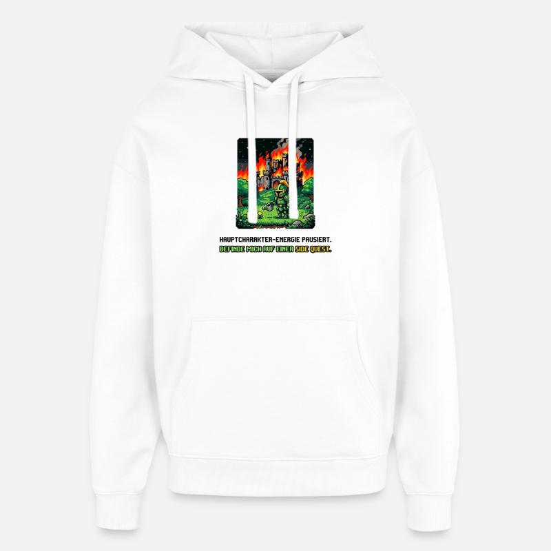 Side Quest Pause Gaming Spruch - Oversized Unisex Hoodie von Stanley/Stella - Weiß
