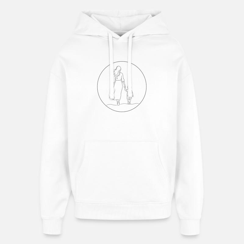 Mutter-Kind-Link in linearer Zeichnung - Oversized Unisex Hoodie von Stanley/Stella - Weiß