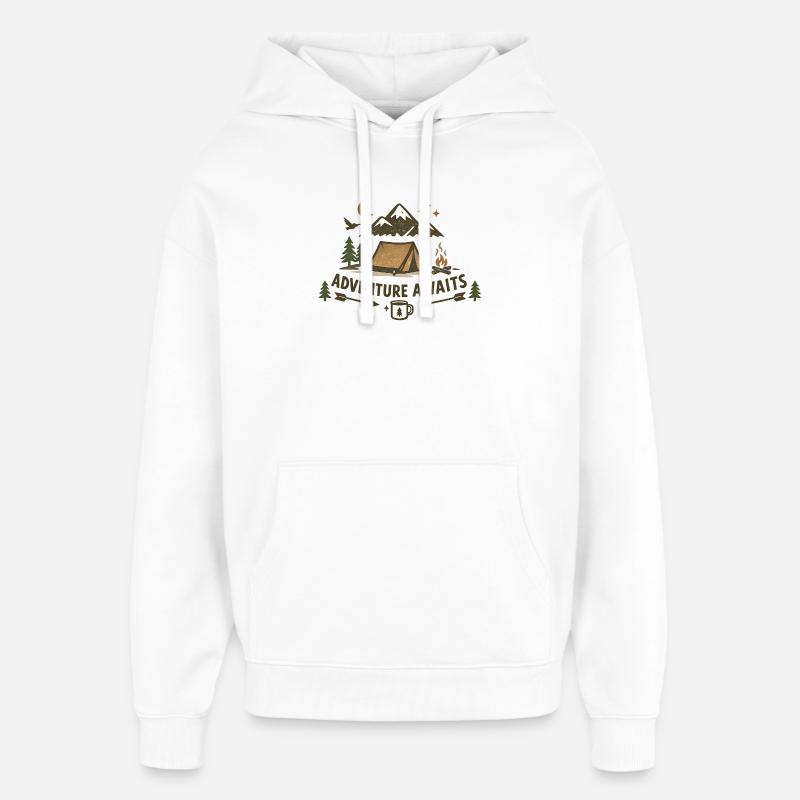 L’aventure vous attend - Sweat à capuche unisexe Stanley/Stella Oversized - blanc