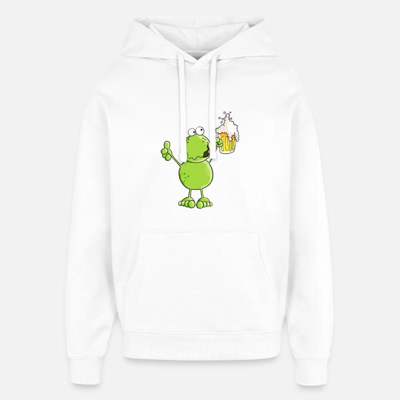 Grenouille avec bière - alcool - boisson - Sweat à capuche unisexe Stanley/Stella Oversized - blanc