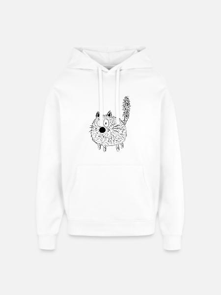 Fluffy Cat - Cartoon - Cats - Gift - Oversized Unisex Hoodie by Stanley/Stella - white