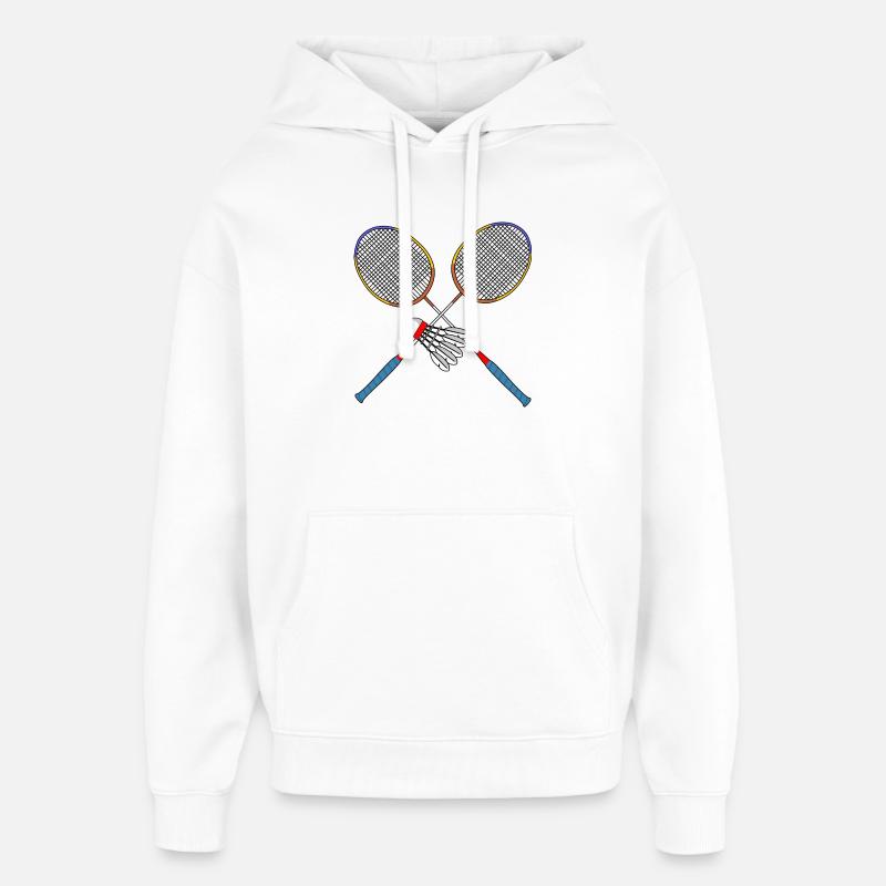 Raquette et navette de badminton - Sweat à capuche unisexe Stanley/Stella Oversized - blanc