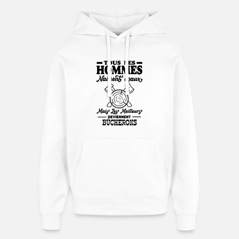 Bûcherons - Sweat à capuche unisexe Stanley/Stella Oversized - blanc