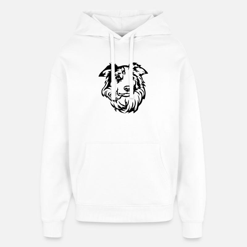 Tête de Border Collie - Sweat à capuche unisexe Stanley/Stella Oversized - blanc