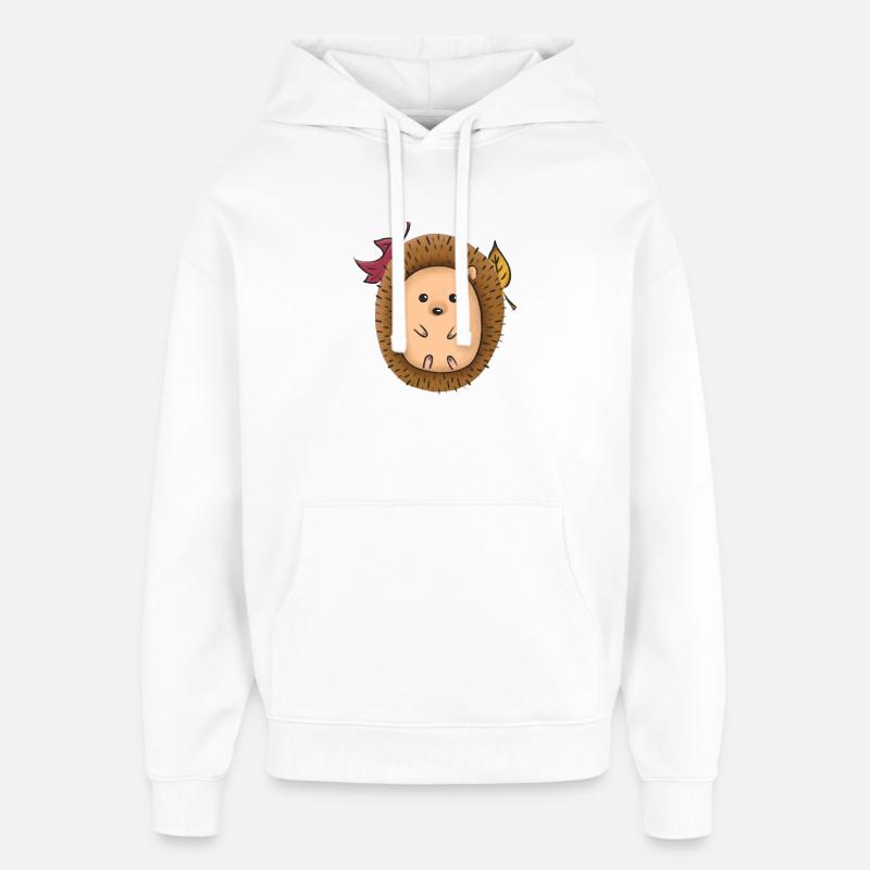 Hérisson dans les feuilles d’automne - Sweat à capuche unisexe Stanley/Stella Oversized - blanc