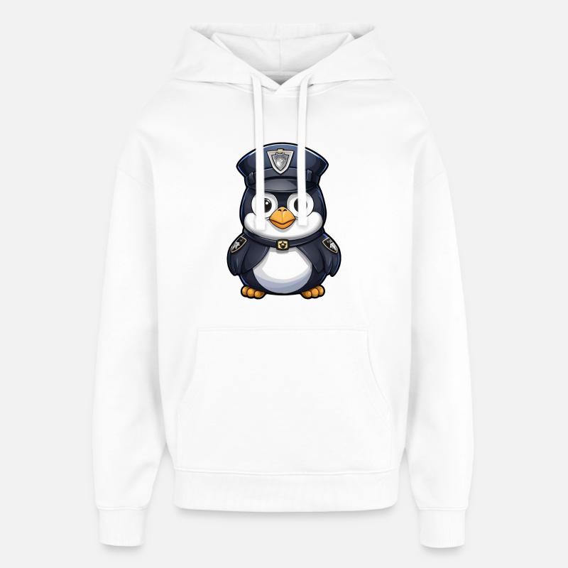 Pingouin policier - Sweat à capuche unisexe Stanley/Stella Oversized - blanc