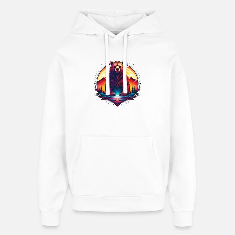 Bear_01 - Sweat à capuche unisexe Stanley/Stella Oversized - blanc