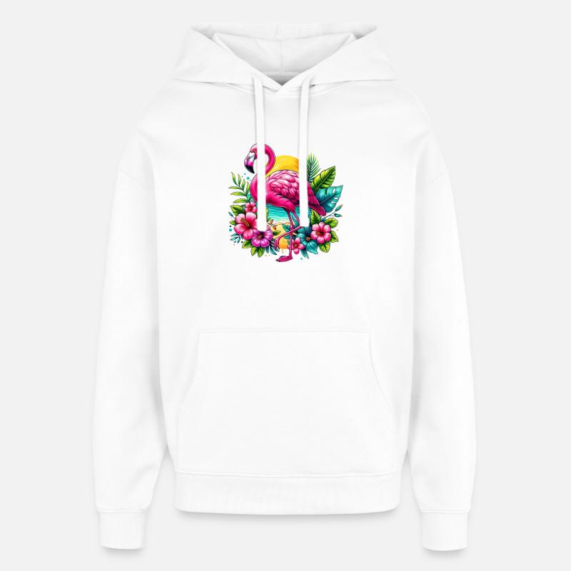 Flamant - Sweat à capuche unisexe Stanley/Stella Oversized - blanc