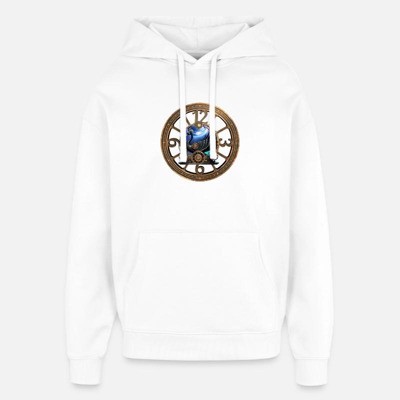 Cygne Steampunk Noir - Sweat à capuche unisexe Stanley/Stella Oversized - blanc