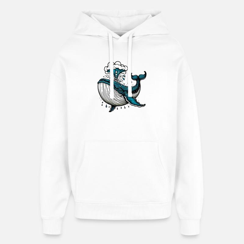 Baleine - Sweat à capuche unisexe Stanley/Stella Oversized - blanc