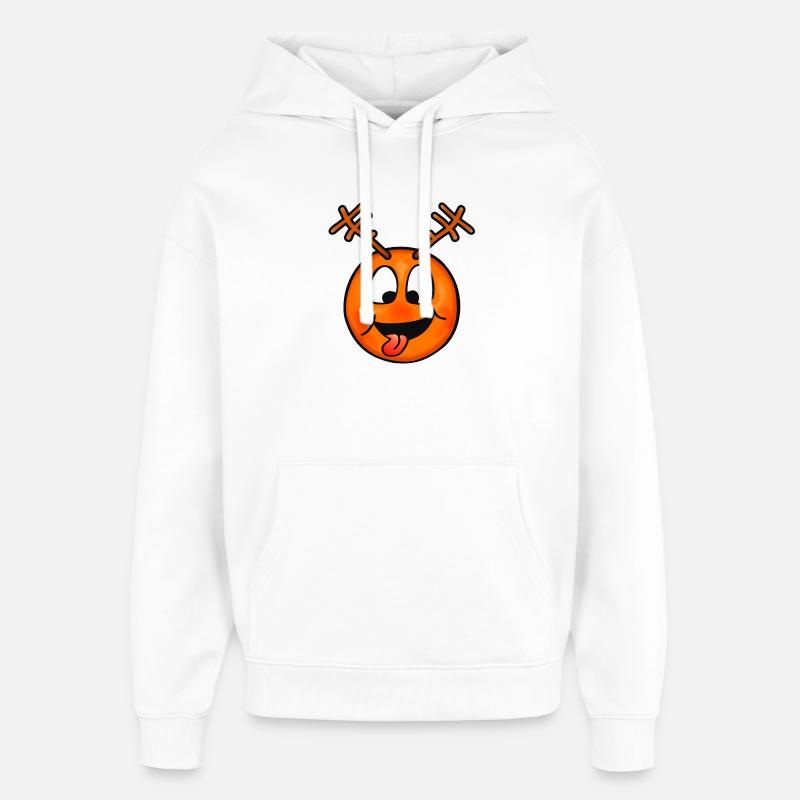 Émoticône de cerf fou drôle - Sweat à capuche unisexe Stanley/Stella Oversized - blanc