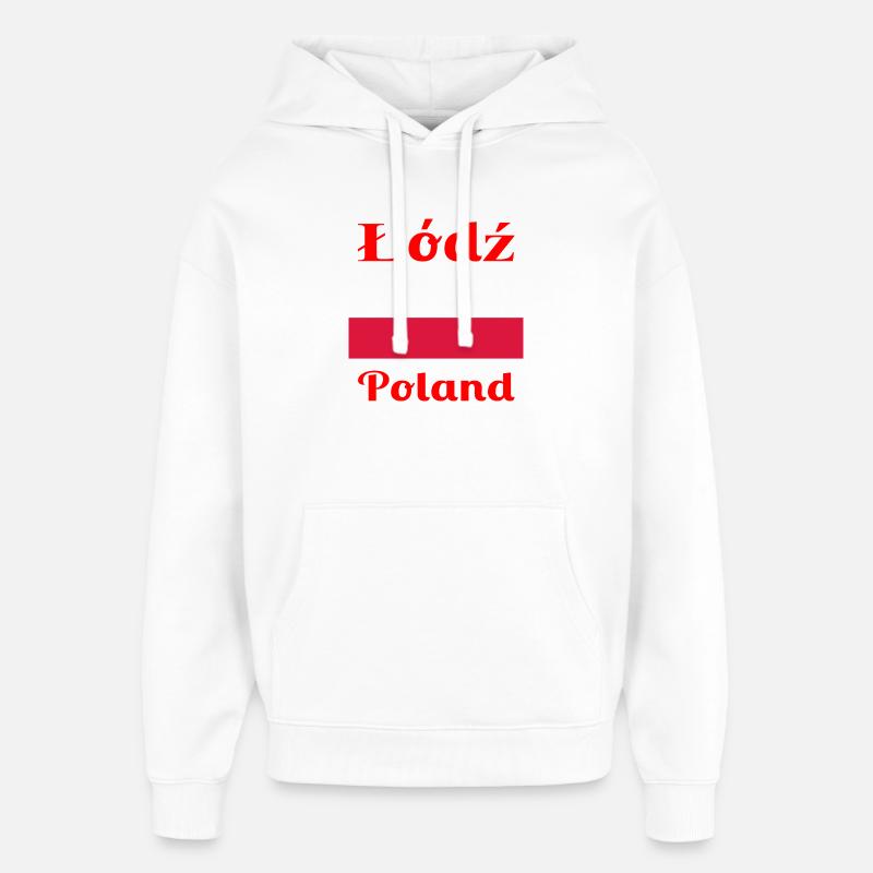 Łódź, Pologne - Imprimés élégants - Sweat à capuche unisexe Stanley/Stella Oversized - blanc