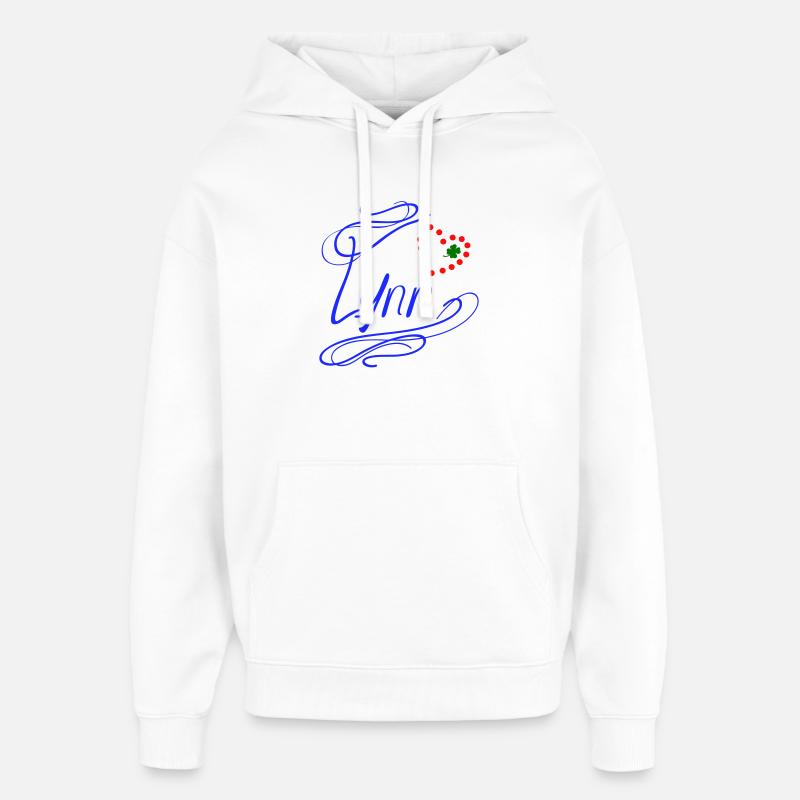 Lynn avec cœur et trèfle - Sweat à capuche unisexe Stanley/Stella Oversized - blanc