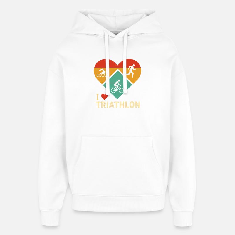 Illustration de cœur de triathlon - Sweat à capuche unisexe Stanley/Stella Oversized - blanc