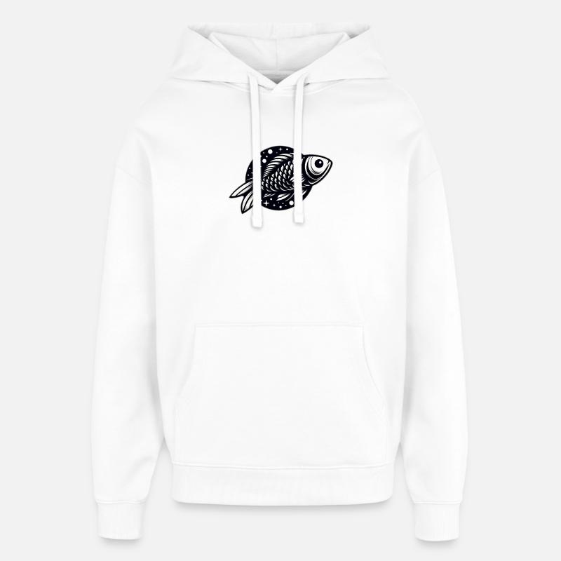 Poisson en noir et blanc - Sweat à capuche unisexe Stanley/Stella Oversized - blanc