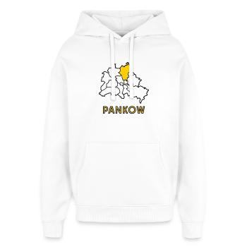PANKOW, un quartier de Berlin - Sweat à capuche unisexe Stanley/Stella Oversized - blanc - Devant - AI Model Female 172 light (172cm) & AI Model Male 185 light (185cm)