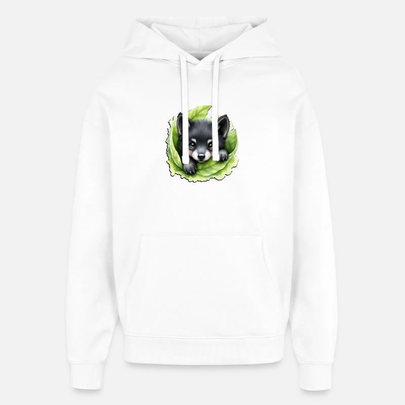 Chiot loup sur le vert - Sweat à capuche unisexe Stanley/Stella Oversized - blanc