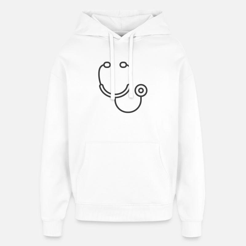 Icône du logo du stéthoscope médical - Sweat à capuche unisexe Stanley/Stella Oversized - blanc