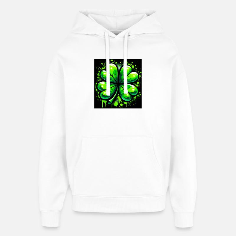 Trèfle à quatre feuilles - Sweat à capuche unisexe Stanley/Stella Oversized - blanc