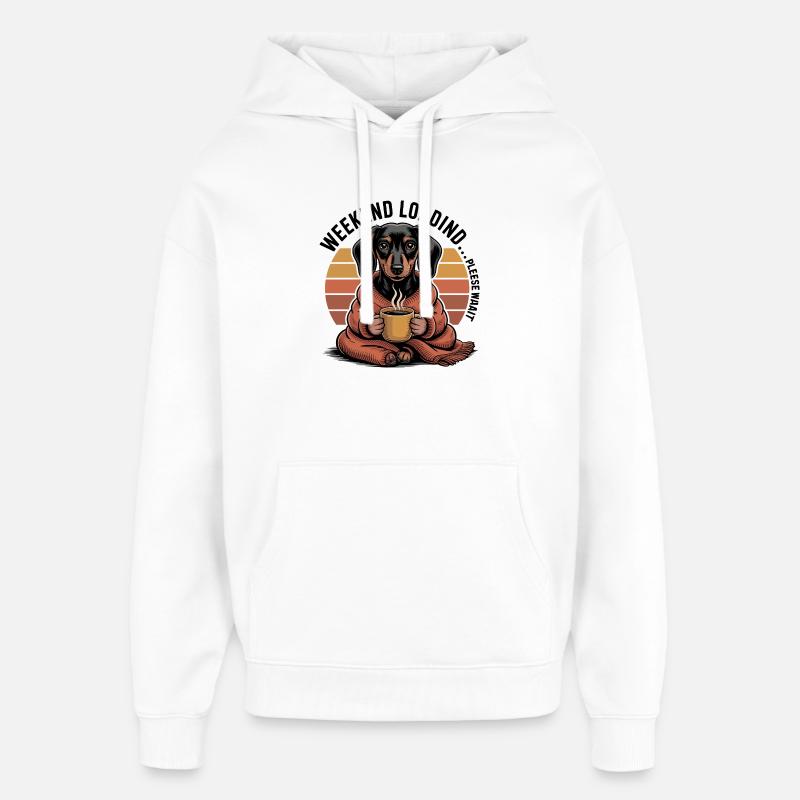 Teckel café douillet - Sweat à capuche unisexe Stanley/Stella Oversized - blanc