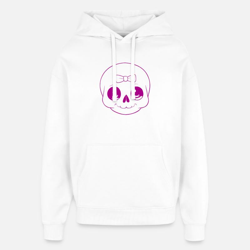 Crâne mignon ludique avec nœud - Sweat à capuche unisexe Stanley/Stella Oversized - blanc