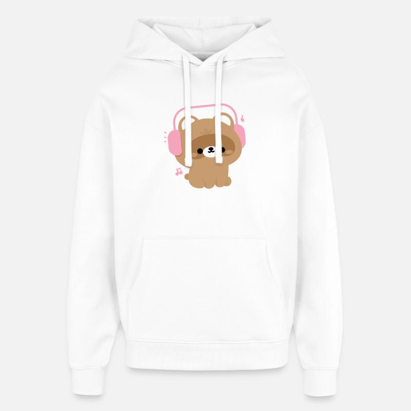 Niedlicher Biber mit Kopfhörer Illustration - Oversized Unisex Hoodie von Stanley/Stella - Weiß