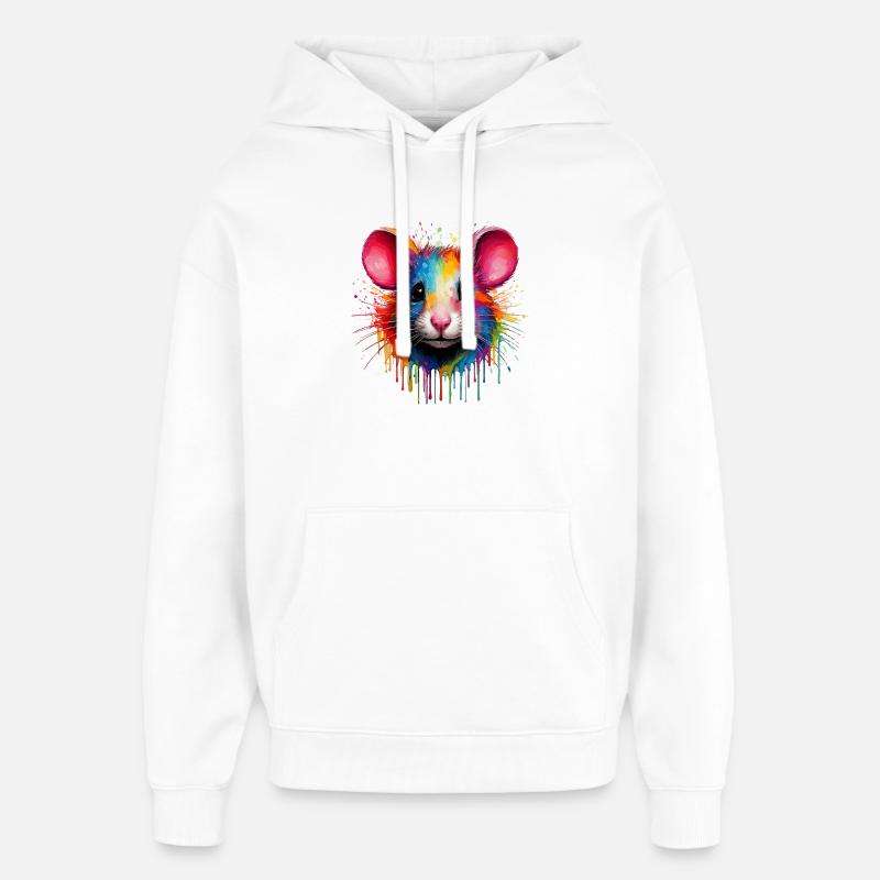Tête de souris arc-en-ciel - Sweat à capuche unisexe Stanley/Stella Oversized - blanc