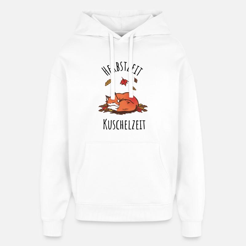 Sleeping fox in autumn cuddle time - Oversized Unisex Hoodie by Stanley/Stella - white