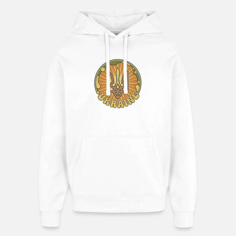 Insigne de soleil Trident ukrainien - Sweat à capuche unisexe Stanley/Stella Oversized - blanc
