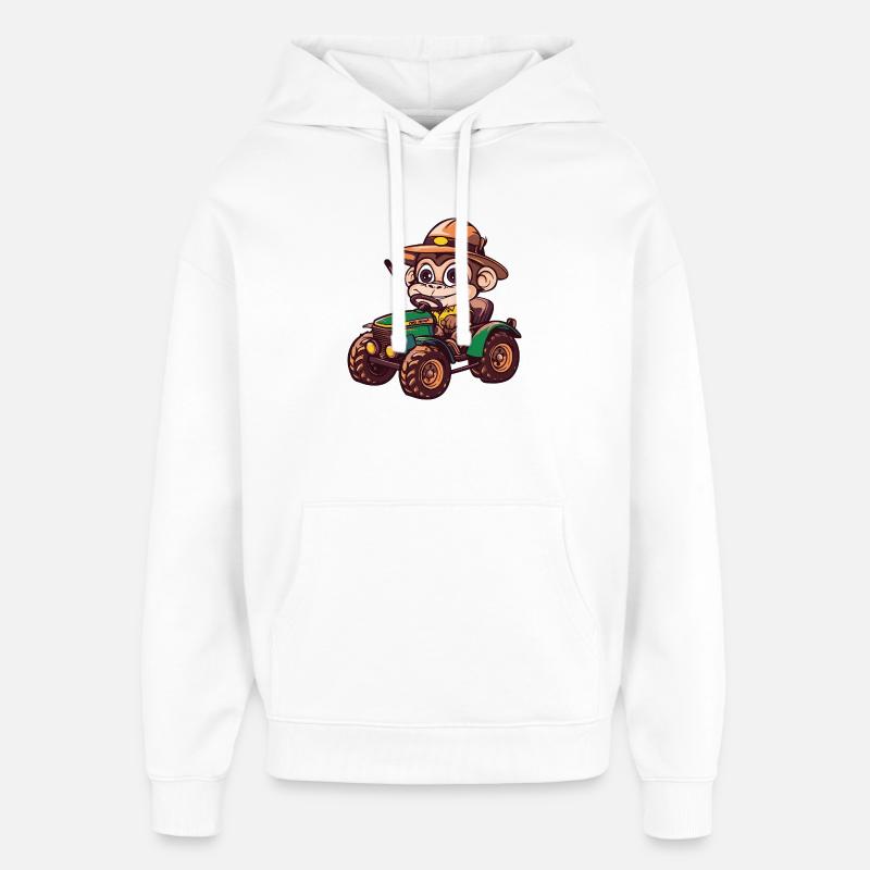 Affe Traktor Farmer - Oversized Unisex Hoodie von Stanley/Stella - Weiß
