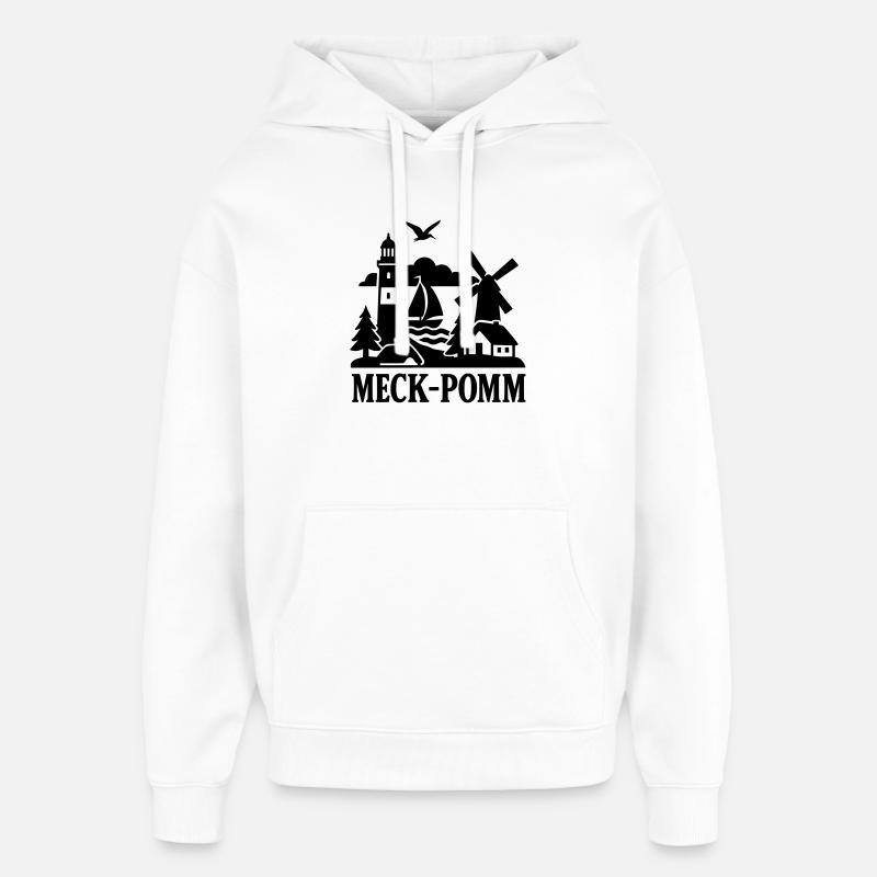 Meckpomm Silhouette - Sweat à capuche unisexe Stanley/Stella Oversized - blanc