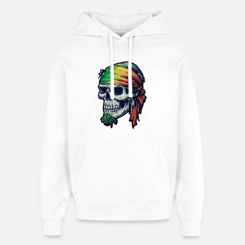 Bandana crâne arc-en-ciel vif - Sweat à capuche unisexe Stanley/Stella Oversized - blanc